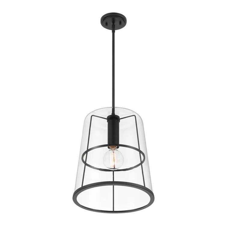 Alonzo Matte Black Glass Pendant Light, 16.5"
