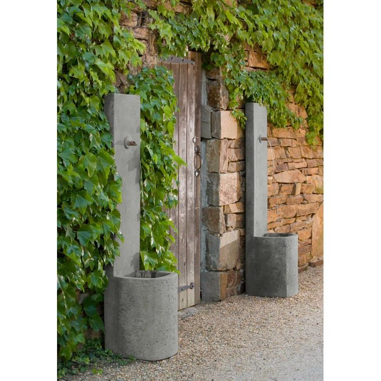 Echo Tall Alpine Stone Concrete Floor Fountain with Light