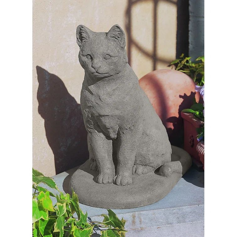Greystone Handcrafted Cast Stone Garden Cat Statue