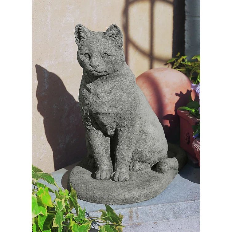 Handcrafted Alpine Stone Garden Cat Statue