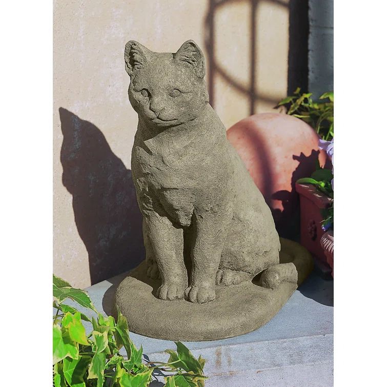 Verde Handcrafted Cast Stone Garden Cat Statue