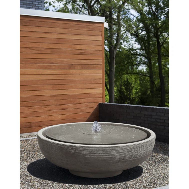 Greystone Cast Stone Round Outdoor Floor Fountain