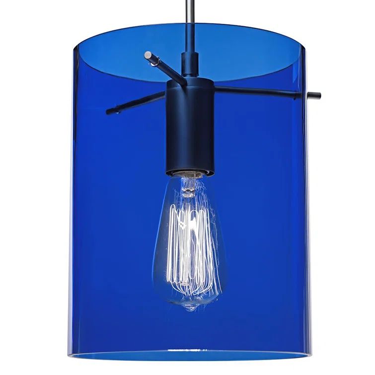 Blue Glass and Chrome 1-Light Pendant