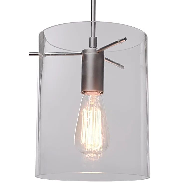 Clear Hand-Blown Glass LED Pendant Light with Chrome Finish