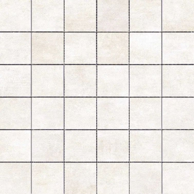White Matte Porcelain Mosaic Floor and Wall Tile, 12" x 12"