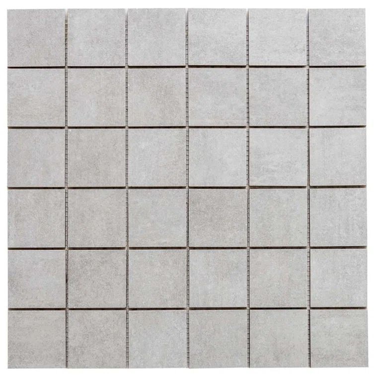 12" x 12" Gray Matte Porcelain Mosaic Floor and Wall Tile