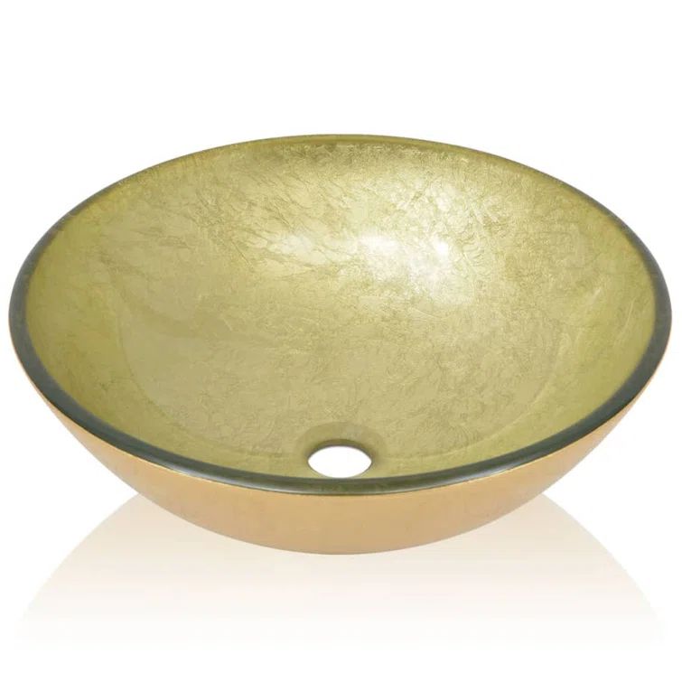 Gold Round Tempered Glass Above-Counter Vanity Sink