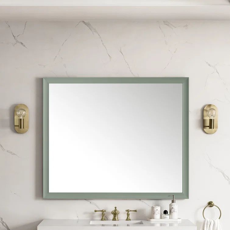 Glenbrooke Smokey Celadon 48" x 40" Rectangular Wood Framed Mirror