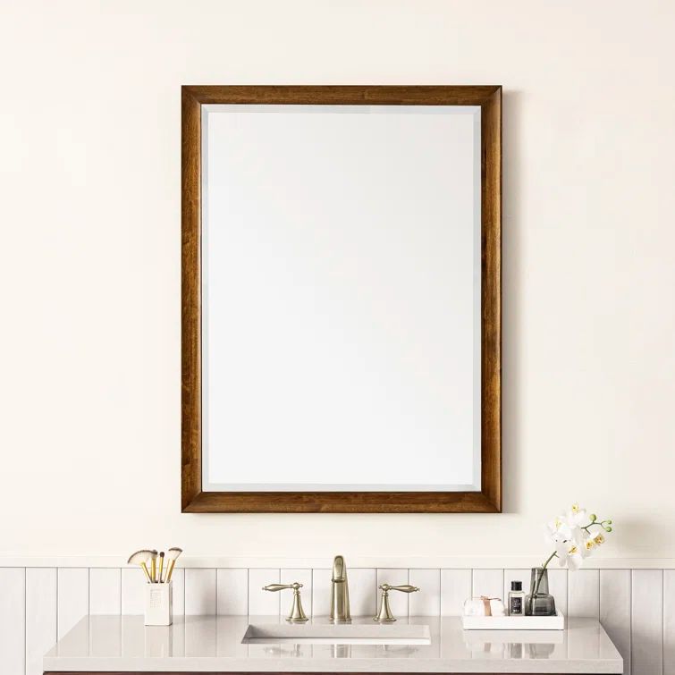 Glenbrooke 40" x 30" Natural Walnut Wood Rectangular Mirror