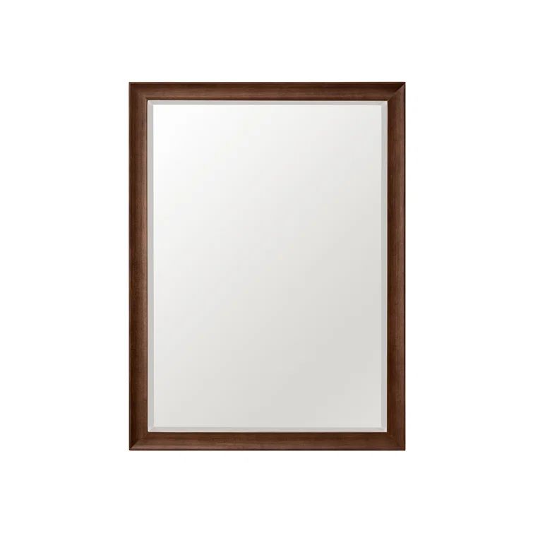 Mid-Century Walnut 40" x 30" Rectangular Wood Bathroom Mirror