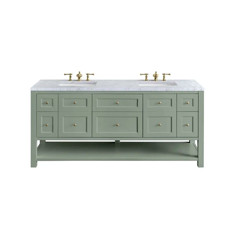 Smokey Celadon 72" Double Vanity with Solid Wood and Veneer