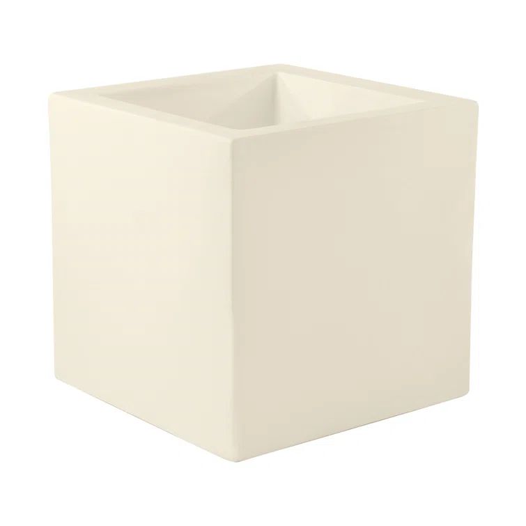 Ecru Matte Polyethylene Resin Cube Planter for Indoor/Outdoor Use