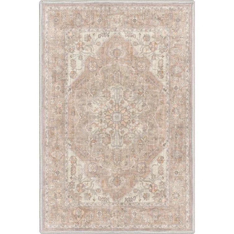 Beige Rectangular Chenille Persian Oriental Area Rug