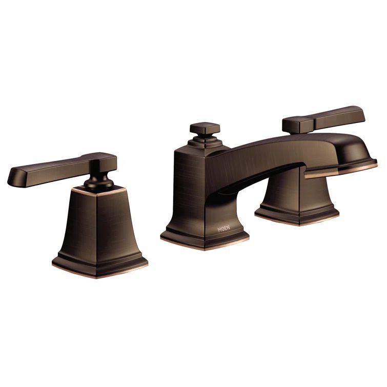 Distressed Bronze 16" Widespread Bathroom Faucet with Metal Handles