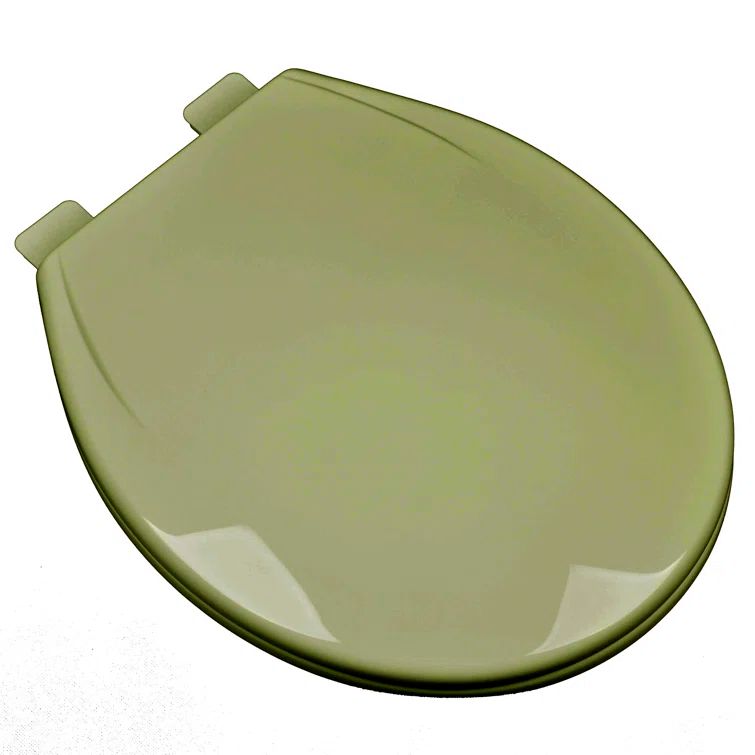 Avocado Green Round Plastic Toilet Seat with Closed Front