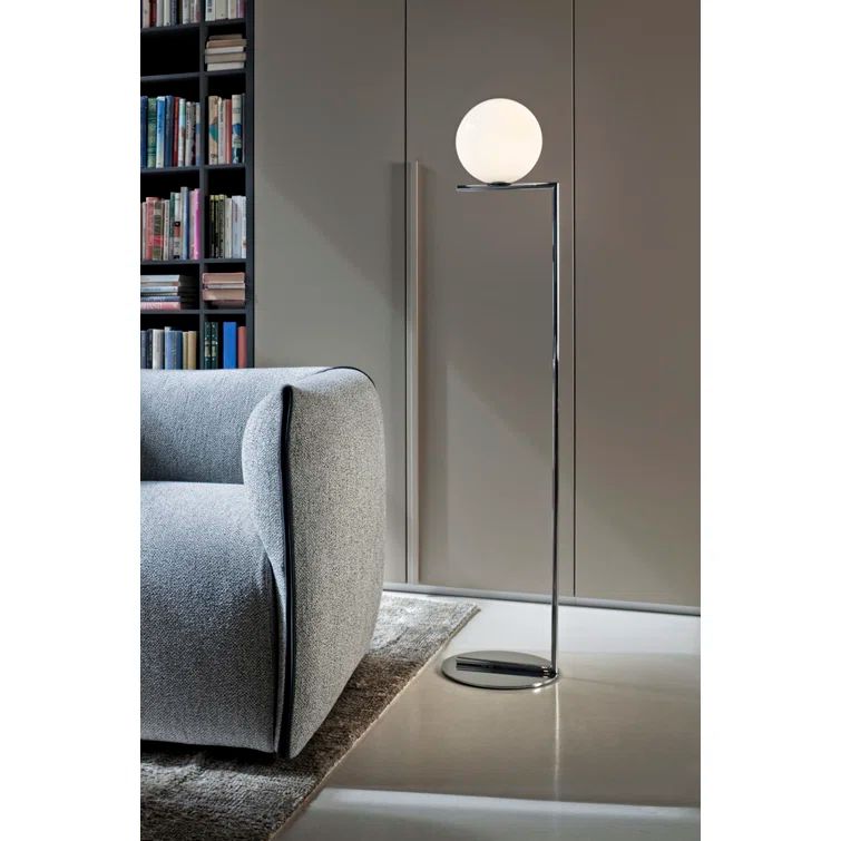 Elegance Unveiled 53" Black & Chrome Floor Lamp with Glass Globe