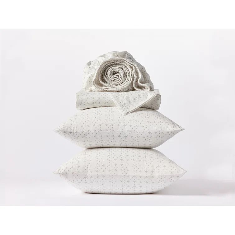 Twin Organic Cotton Percale Sheet Set in Fossil Dot Print