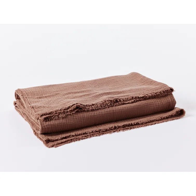 Redwood Organic Cotton Queen Reversible Throw Blanket with Zigzag Stitch