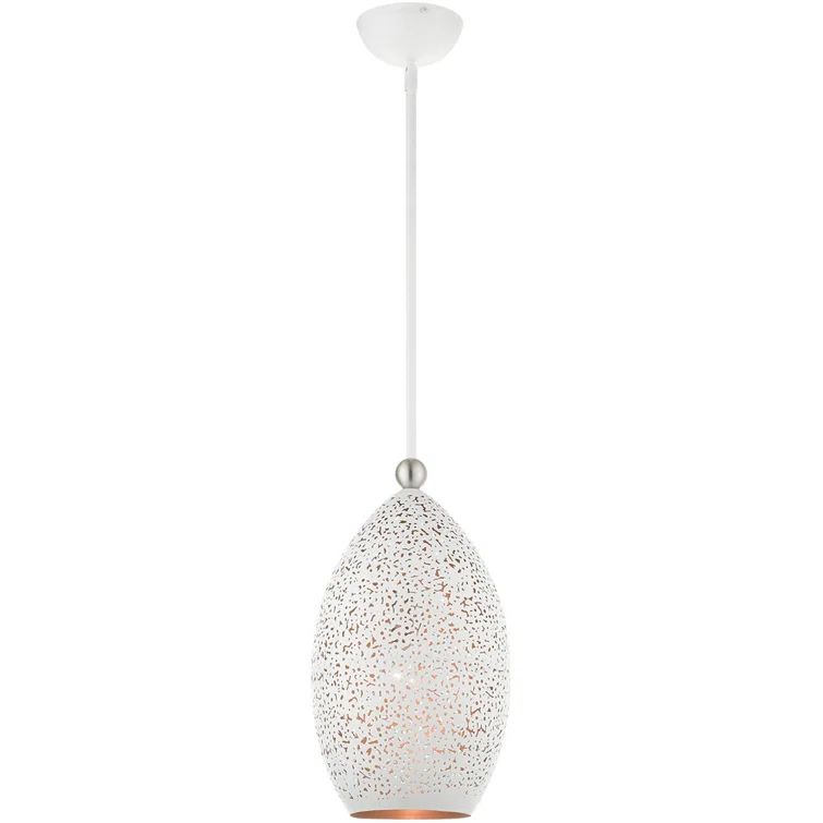 Contemporary Mini Globe Pendant Light in White and Gold with Brushed Nickel Accents