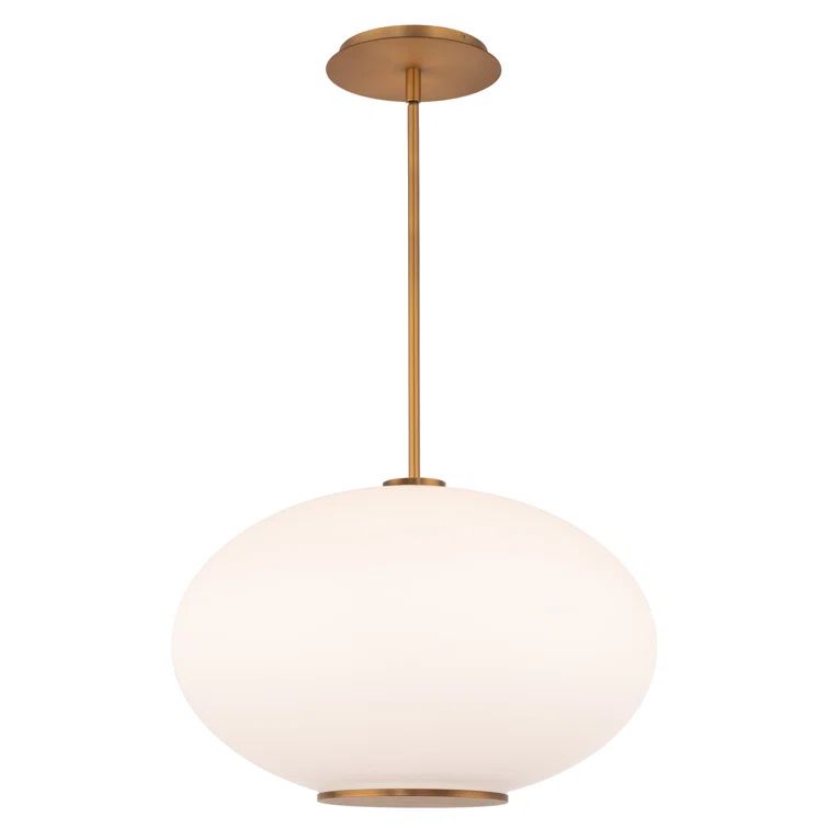 Aged Brass Illusion 16" Globe LED Pendant with Etched Opal Glass
