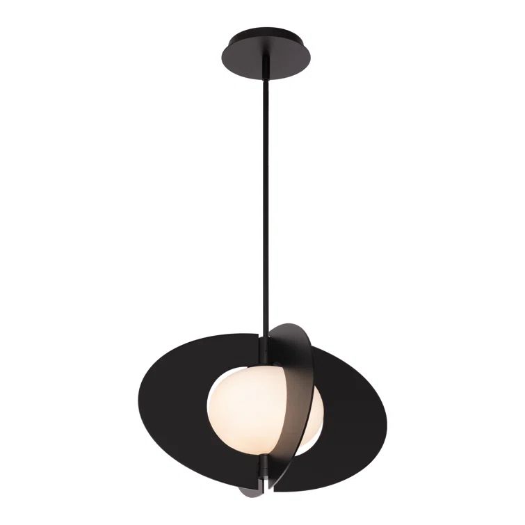 Echelon Black LED Geometric Pendant with Etched Opal Glass