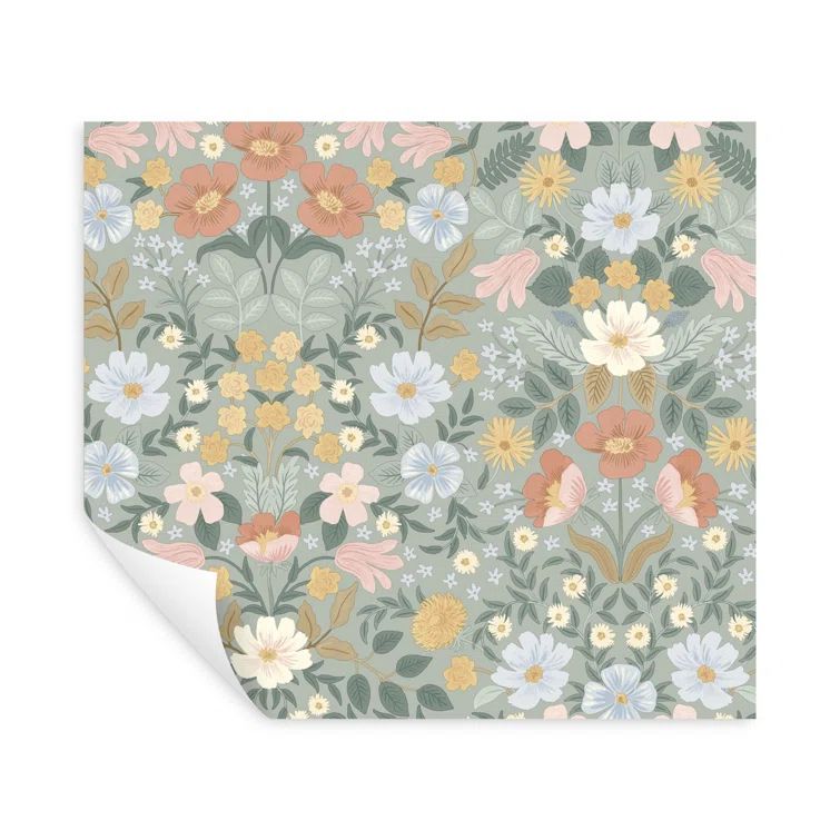 Sage Floral Peel and Stick Wallpaper Roll