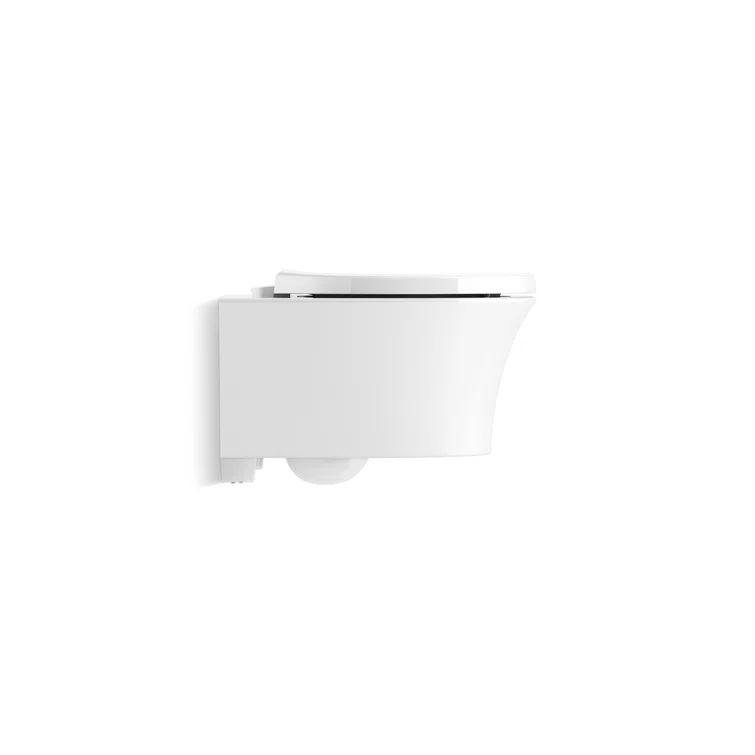 White Wall-Mounted Elongated Dual-Flush Toilet