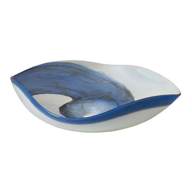 Marina Blue and White Murano Glass Vessel Sink