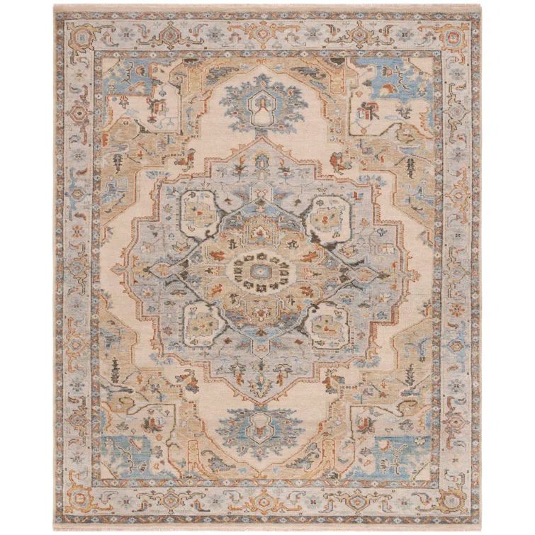 Gray Hand-Knotted Wool 6' x 9' Oriental Rug