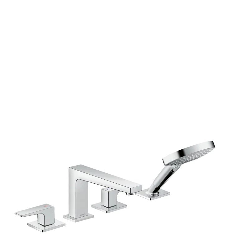 Elegant Black and Chrome 4-Hole Deck Mounted Tub Faucet with Handshower