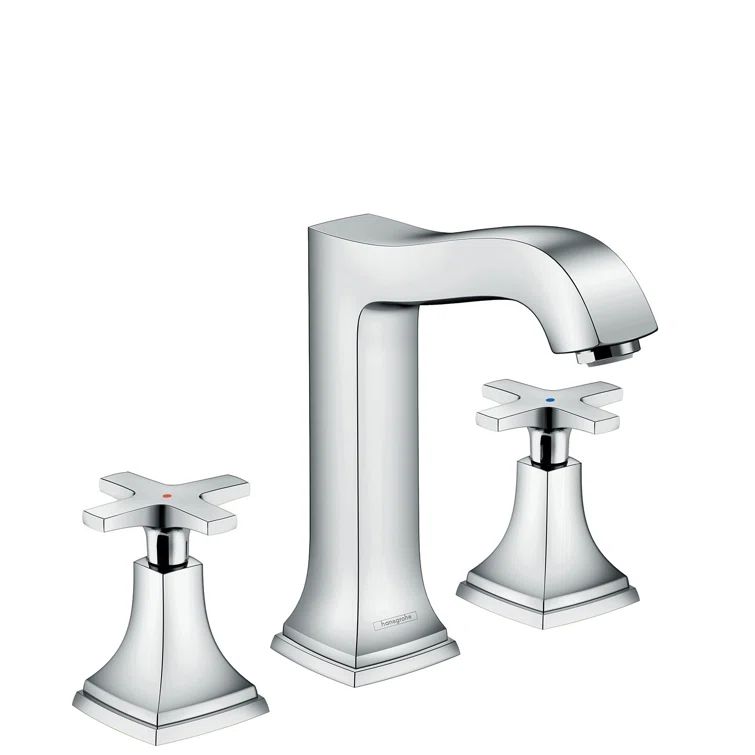 Modern Polished Nickel 8" Widespread Bathroom Faucet in Chrome