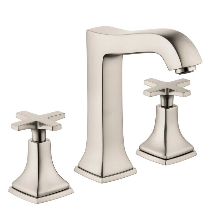 Polished Nickel Brass Widespread Faucet with Cross Handles