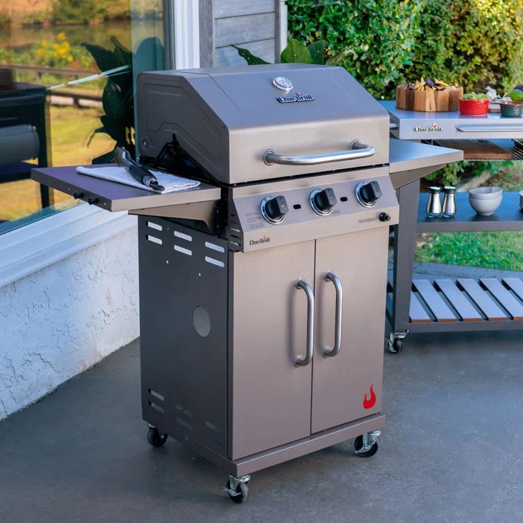 Char-Broil Stone 3-Burner Propane Gas Grill with Cabinet