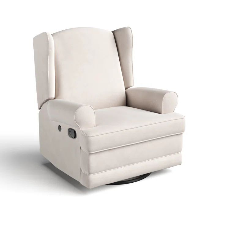 Ivory Swivel Recliner with Metal Base and USB Ports