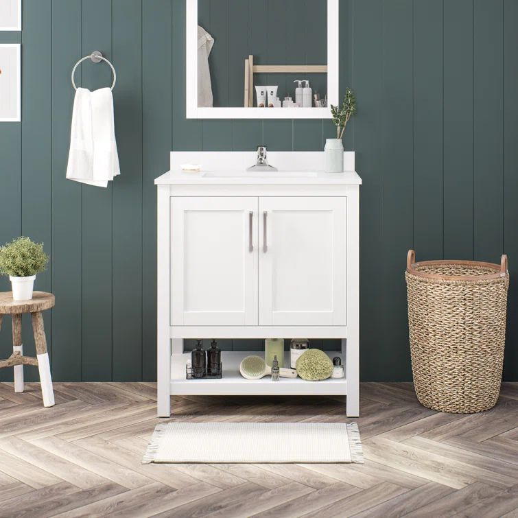 Vegas 30" White Wood Freestanding Single Sink Bathroom Vanity