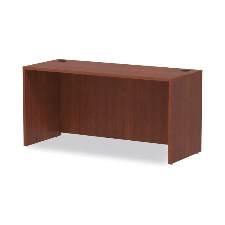 Medium Cherry Office Credenza with Drawer and Filing Cabinet
