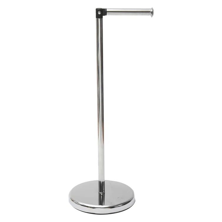 Silver Chrome Freestanding Toilet Paper Holder with Folding Arm