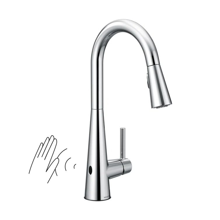 Sleek Modern Chrome Pull-down Kitchen Faucet with Touchless Activation