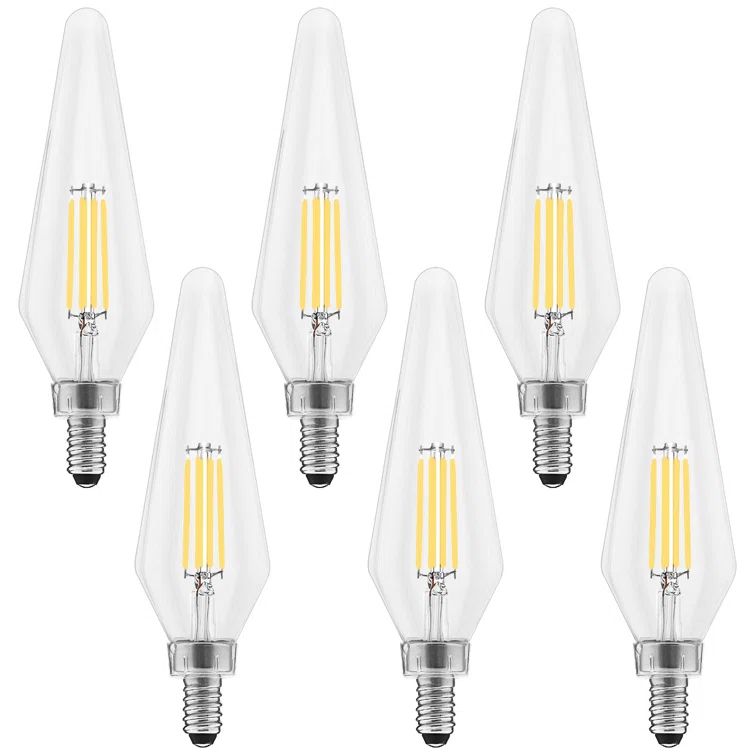 Crystal Clear Dimmable LED Candelabra Bulbs, Set of 6