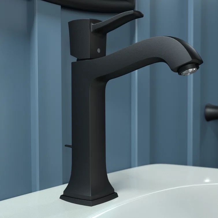 Polished Nickel Modern Single-Hole Brass Faucet 9 1/4" with Eco-Friendly Features