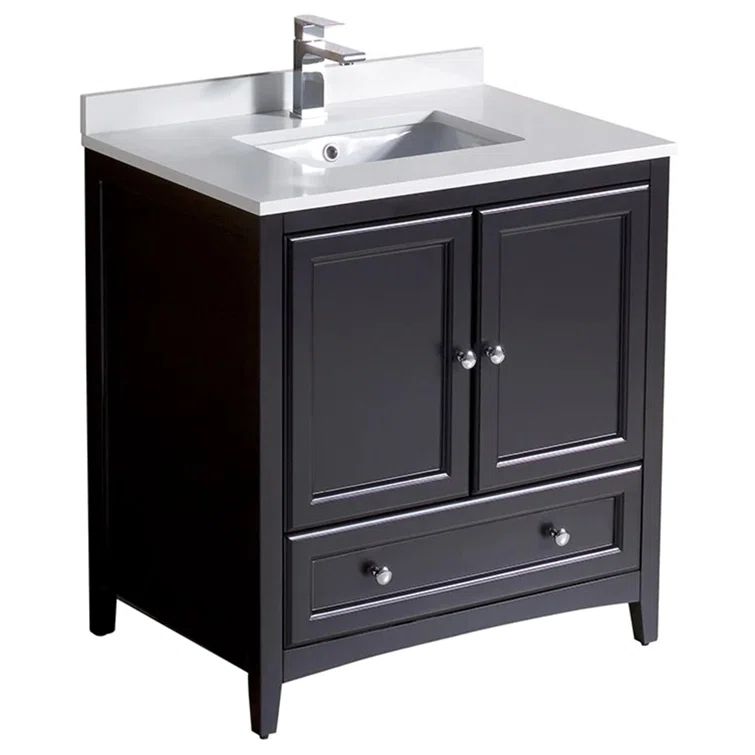 Espresso Engineered Wood 30" Freestanding Single Vanity Base