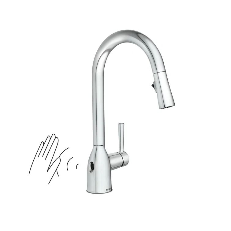 Chrome Single Handle Touchless Pull-Down Kitchen Faucet