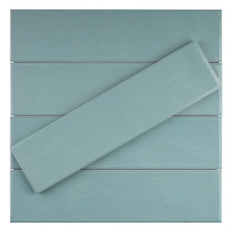 Acqua Blue Glossy Ceramic Subway Wall Tile 3x12