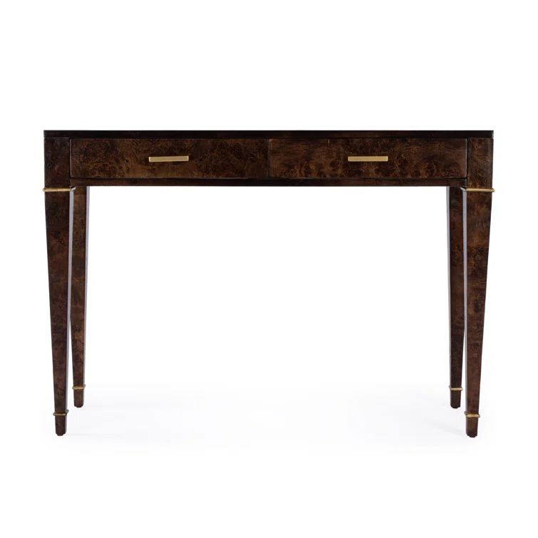 Kai 45" Dark Brown Burl Wood Console Table with Storage
