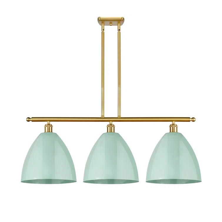 Plymouth Dome Satin Gold 3-Light Kitchen Island Pendant