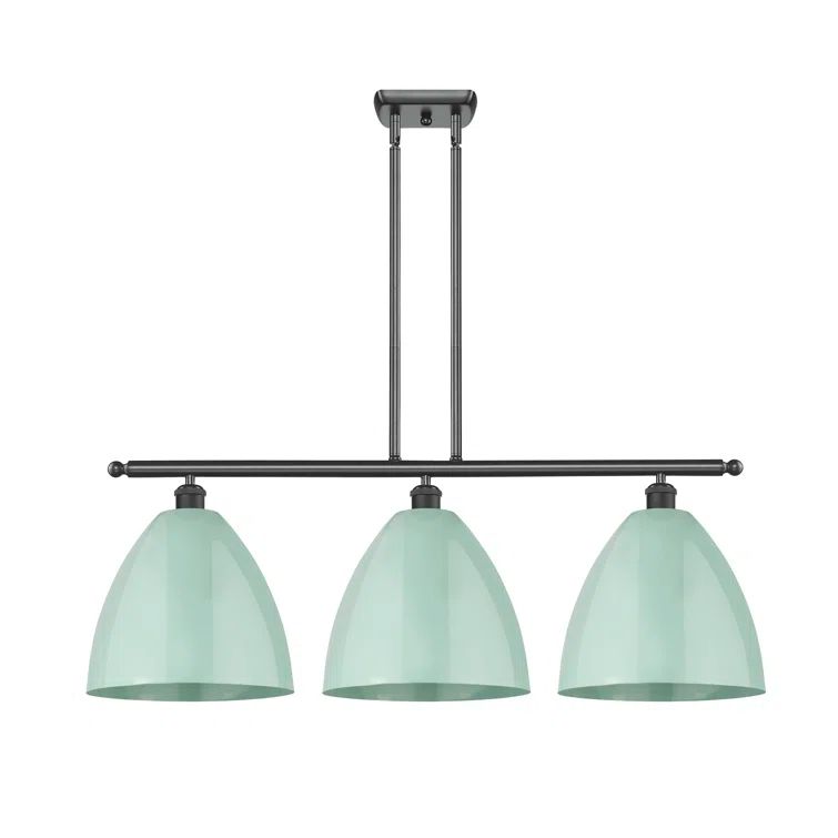 Matte Black Glass 3-Light Island Pendant