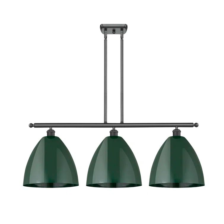 Matte Black Glass 3-Light Island Pendant