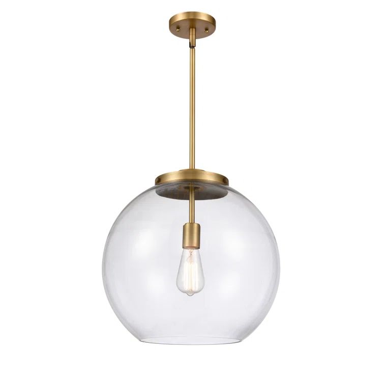 Athens Globe Brushed Brass 16" Indoor/Outdoor Pendant Light