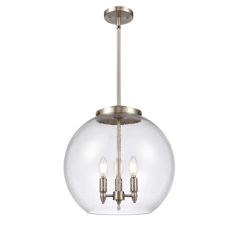 Athens Brushed Satin Nickel 3-Light Glass Pendant