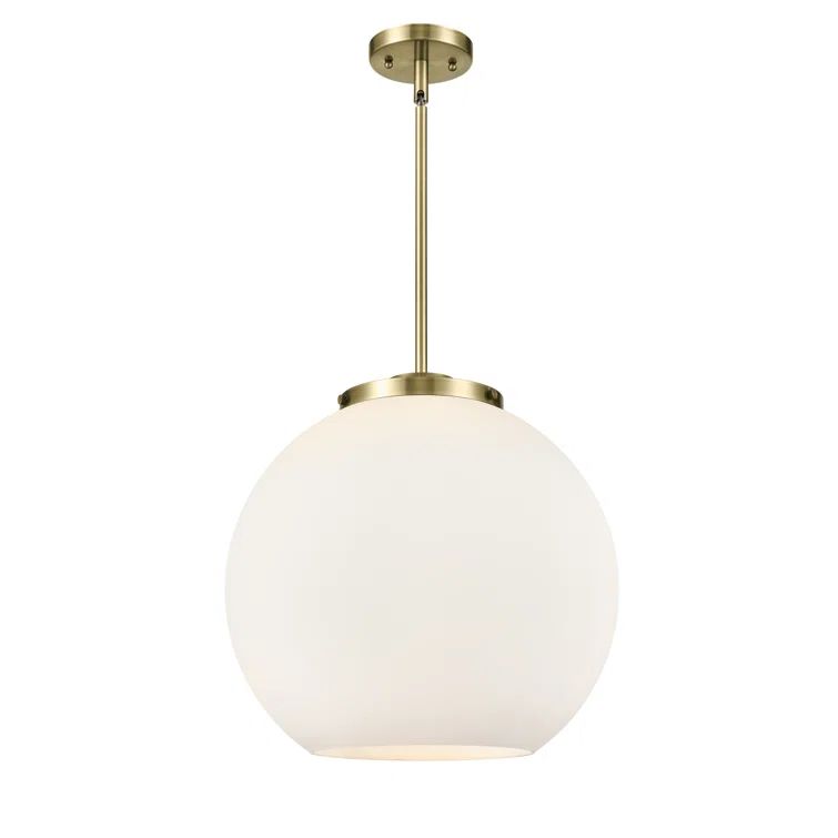 Athens Globe 3-Light Pendant in Antique Brass with Matte White Shade